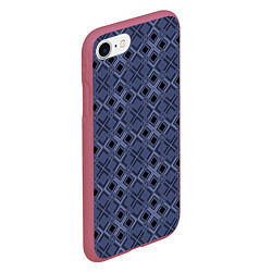 Чехол iPhone 7/8 матовый Геометрический узор в черно-синих тонах, цвет: 3D-малиновый — фото 2