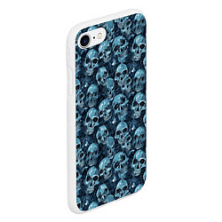Чехол iPhone 7/8 матовый Синие черепа, цвет: 3D-белый — фото 2