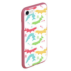 Чехол iPhone 7/8 матовый Красочные щучки, цвет: 3D-малиновый — фото 2