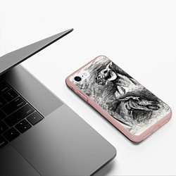 Чехол iPhone 7/8 матовый Черепа лошадей - эскиз, цвет: 3D-светло-розовый — фото 2