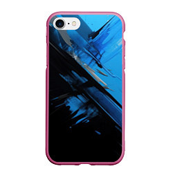 Чехол iPhone 7/8 матовый Черно-синяя краска, цвет: 3D-малиновый