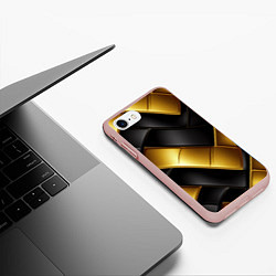 Чехол iPhone 7/8 матовый Gold black luxury, цвет: 3D-светло-розовый — фото 2