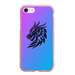Чехол iPhone 7/8 матовый Дракон на градиенте, цвет: 3D-светло-розовый