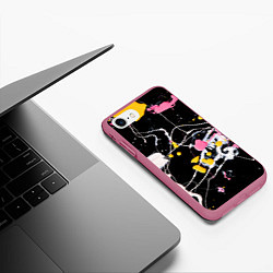 Чехол iPhone 7/8 матовый Композиция из пятен красок, цвет: 3D-малиновый — фото 2