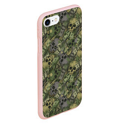 Чехол iPhone 7/8 матовый Камуфляж с черепами и долларами, цвет: 3D-светло-розовый — фото 2