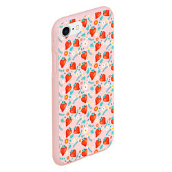 Чехол iPhone 7/8 матовый Паттерн клубника и цветы, цвет: 3D-светло-розовый — фото 2