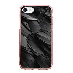 Чехол iPhone 7/8 матовый Черные перья ворона, цвет: 3D-светло-розовый