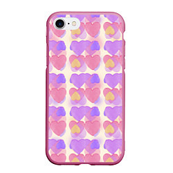Чехол iPhone 7/8 матовый Нежные сердечки, цвет: 3D-малиновый