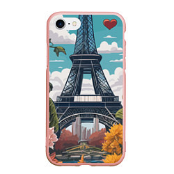 Чехол iPhone 7/8 матовый Эйфелева башня в цветах