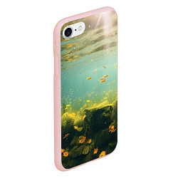 Чехол iPhone 7/8 матовый Рыбки в море, цвет: 3D-светло-розовый — фото 2