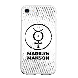 Чехол iPhone 7/8 матовый Marilyn Manson с потертостями на светлом фоне, цвет: 3D-белый