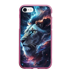 Чехол iPhone 7/8 матовый Galactic lion, цвет: 3D-малиновый