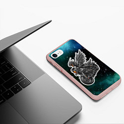 Чехол iPhone 7/8 матовый Титановый кибердракон на байке, цвет: 3D-светло-розовый — фото 2
