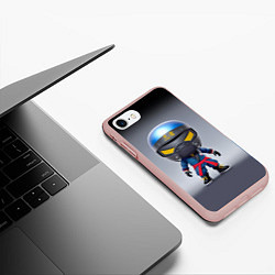 Чехол iPhone 7/8 матовый Кроха-ниндзя - киберпанк - нейросеть, цвет: 3D-светло-розовый — фото 2