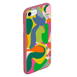 Чехол iPhone 7/8 матовый Краски абстрактные линии, цвет: 3D-малиновый — фото 2
