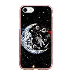 Чехол iPhone 7/8 матовый Космические качели - череп, цвет: 3D-светло-розовый