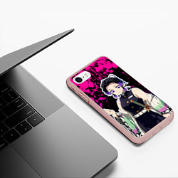 Чехол iPhone 7/8 матовый Шинобу кочо - неоновые брызги, цвет: 3D-светло-розовый — фото 2