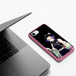 Чехол iPhone 7/8 матовый Клинок рассекающий демонов - шинобу, цвет: 3D-малиновый — фото 2
