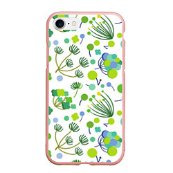 Чехол iPhone 7/8 матовый Green bloom, цвет: 3D-светло-розовый