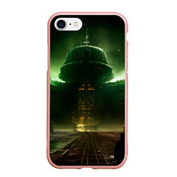 Чехол iPhone 7/8 матовый Космическая база на горе, цвет: 3D-светло-розовый