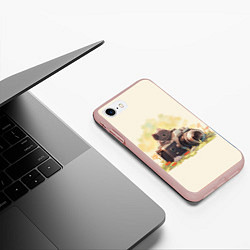 Чехол iPhone 7/8 матовый Серый котенок с фотоаппаратом, цвет: 3D-светло-розовый — фото 2