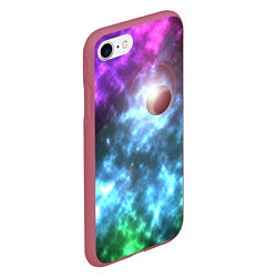 Чехол iPhone 7/8 матовый Планета в космическом пространстве, цвет: 3D-малиновый — фото 2