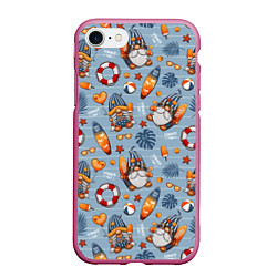 Чехол iPhone 7/8 матовый Пляжные гномы, цвет: 3D-малиновый