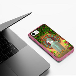 Чехол iPhone 7/8 матовый Futurama: Бендер в стиле ар-нуво, цвет: 3D-малиновый — фото 2