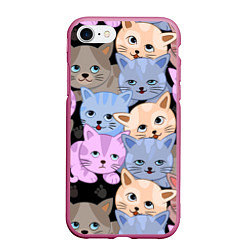 Чехол iPhone 7/8 матовый Cats party, цвет: 3D-малиновый