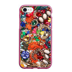 Чехол iPhone 7/8 матовый Камни и драгоценности, цвет: 3D-малиновый