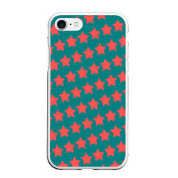 Чехол iPhone 7/8 матовый Звезды на изумрудном, цвет: 3D-белый