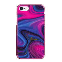 Чехол iPhone 7/8 матовый Pink blue style, цвет: 3D-малиновый