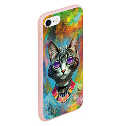 Чехол iPhone 7/8 матовый Cat fashionista - neural network, цвет: 3D-светло-розовый — фото 2