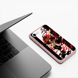 Чехол iPhone 7/8 матовый Аниме девушка oni, цвет: 3D-светло-розовый — фото 2