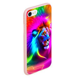Чехол iPhone 7/8 матовый Неоновый лев в цветовой абстракции, цвет: 3D-светло-розовый — фото 2