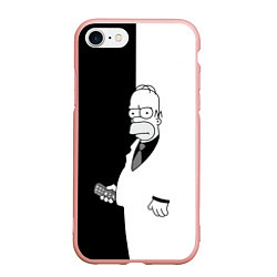 Чехол iPhone 7/8 матовый Homer Simpson - black and white, цвет: 3D-светло-розовый