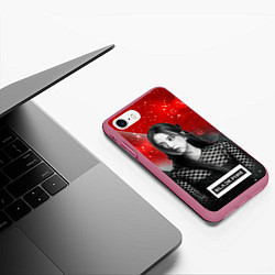 Чехол iPhone 7/8 матовый Jisoo black red background, цвет: 3D-малиновый — фото 2