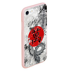 Чехол iPhone 7/8 матовый Dragon - white grunge, цвет: 3D-светло-розовый — фото 2