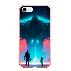 Чехол iPhone 7/8 матовый Инопланетное вторжение, цвет: 3D-светло-розовый