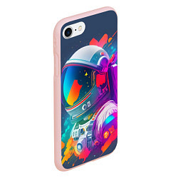 Чехол iPhone 7/8 матовый Космонавт - акварельные мазки, цвет: 3D-светло-розовый — фото 2