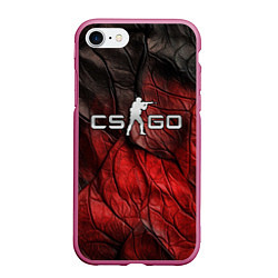 Чехол iPhone 7/8 матовый CS GO dark red texture, цвет: 3D-малиновый