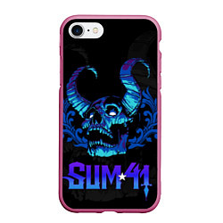 Чехол iPhone 7/8 матовый Sum41 horns skull, цвет: 3D-малиновый