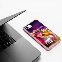 Чехол iPhone 7/8 матовый Jisoo and Pikachu, цвет: 3D-светло-розовый — фото 2