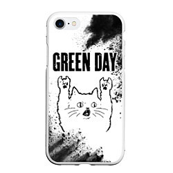 Чехол iPhone 7/8 матовый Green Day рок кот на светлом фоне, цвет: 3D-белый