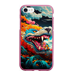 Чехол iPhone 7/8 матовый Художественный дракон от нейросети, цвет: 3D-малиновый