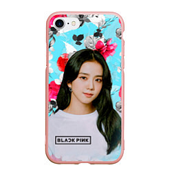 Чехол iPhone 7/8 матовый Jennie Kim Blackpink flowers, цвет: 3D-светло-розовый