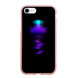 Чехол iPhone 7/8 матовый Луна SynthWave, цвет: 3D-светло-розовый