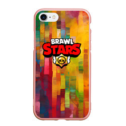 Чехол iPhone 7/8 матовый Brawl Stars Logo Color, цвет: 3D-светло-розовый