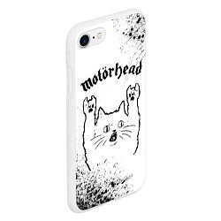 Чехол iPhone 7/8 матовый Motorhead рок кот на светлом фоне, цвет: 3D-белый — фото 2