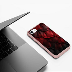 Чехол iPhone 7/8 матовый Black red texture, цвет: 3D-светло-розовый — фото 2